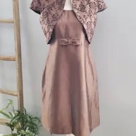 JESSICA HOWARD Dresses & Skirts - JESSICA HOWARD: BROWN BEADED SPECIAL OCCASION DRESS WITH BOLERO JACKET SIZE 6